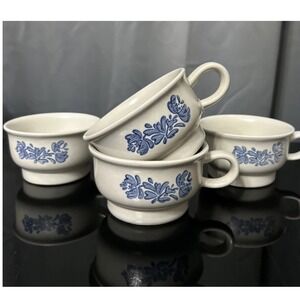 Pfaltzgraff Yorktowne Soup Bowls Mugs Cups Blue Floral Rustic Farmhouse Vintage